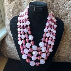 Vintage West Germany 4-strand pink necklace
